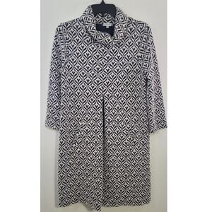Tyler Boe Dress Womens Small Cowl Neck Blue & White Dress Classic Preppy Sleek